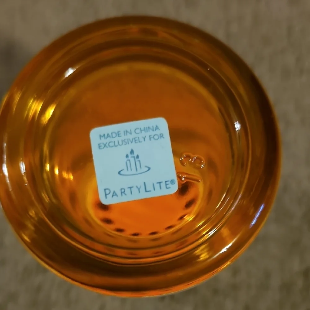 Vintage PartyLite Orange/Clear Glass Reed Diffuser Holder